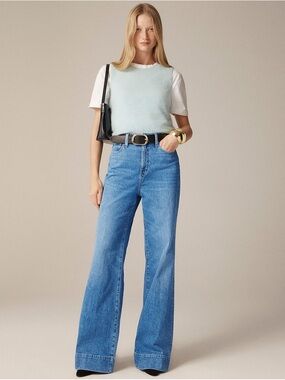 J.Crew 96 Denim Trouser Jeans 26T Tall Wide Leg High Rise NWT
